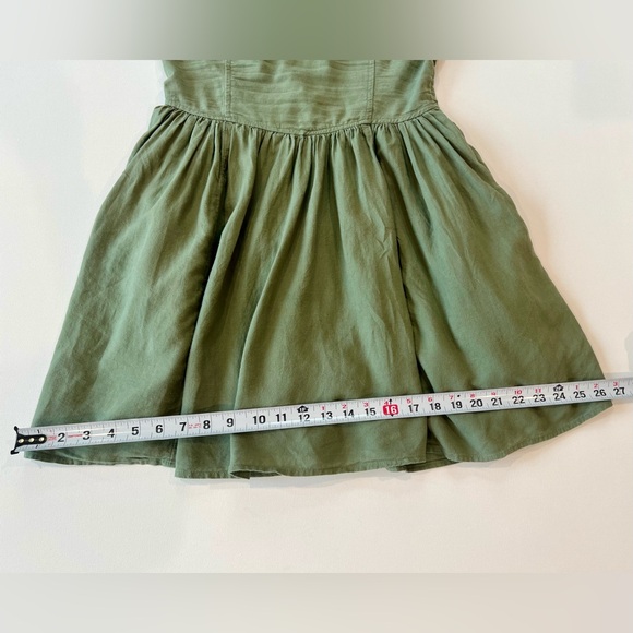 aerie Olive Green/Sage Dress Small Petite Pockets Linen Blend - Picture 7 of 14
